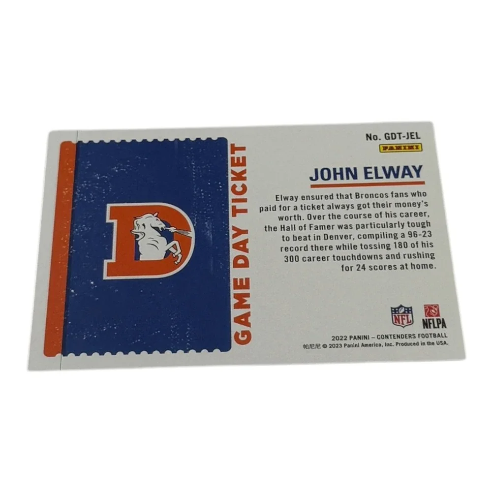 2022 Panini Contenders John Elway Game Day Ticket Insert Denver Broncos GDT-JEL
